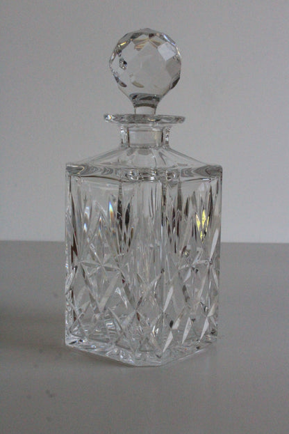 Vintage Quality Whisky Gin Cut Glass Square Decanter - Kernow Furniture