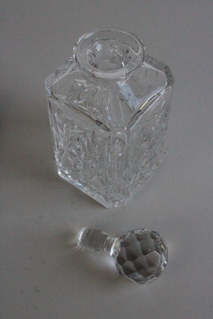 Vintage Quality Whisky Gin Cut Glass Square Decanter - Kernow Furniture