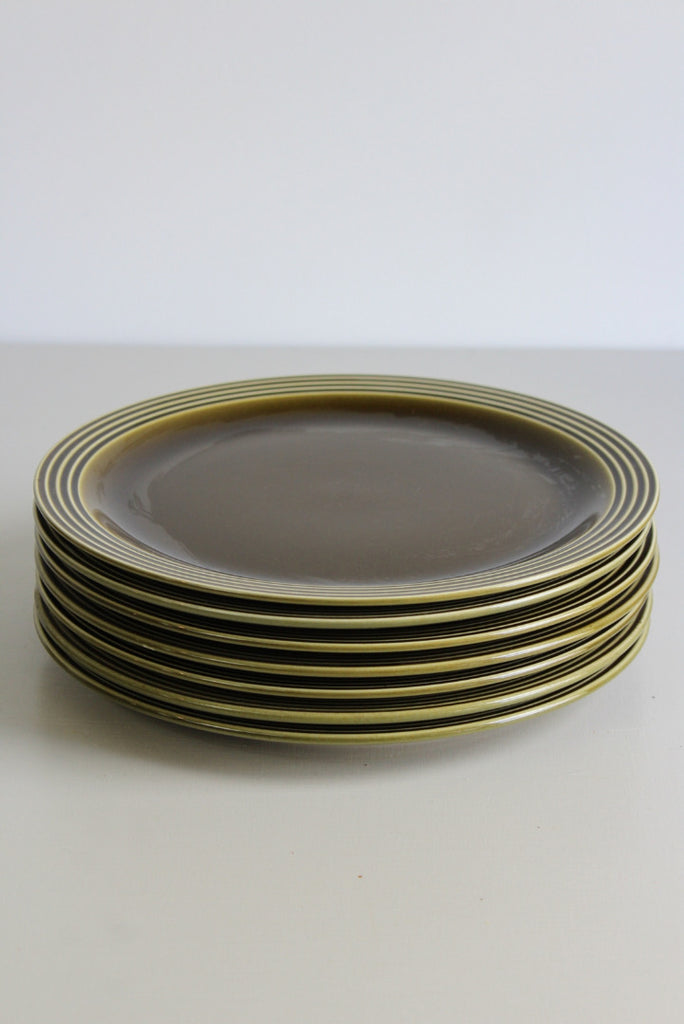 7 Retro Green Hornsea Dinner Plates - Kernow Furniture