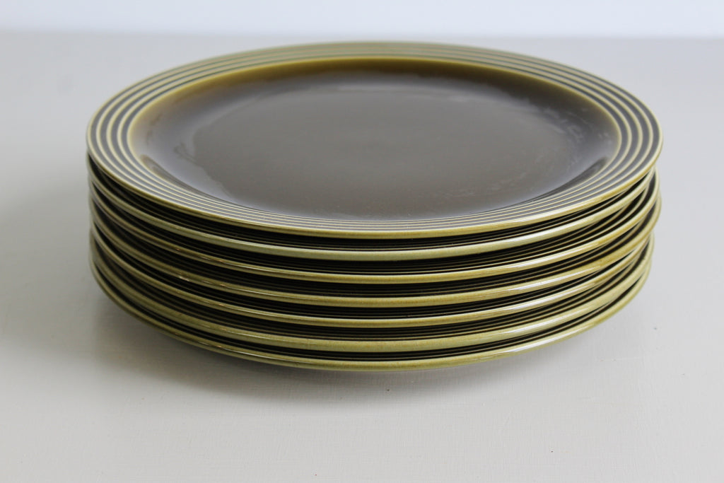 7 Retro Green Hornsea Dinner Plates - Kernow Furniture