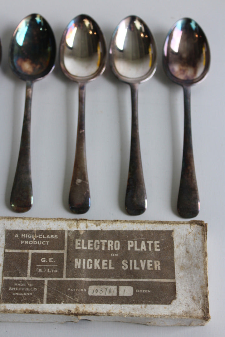 6 Vintage Epns Dessert Spoon - Kernow Furniture