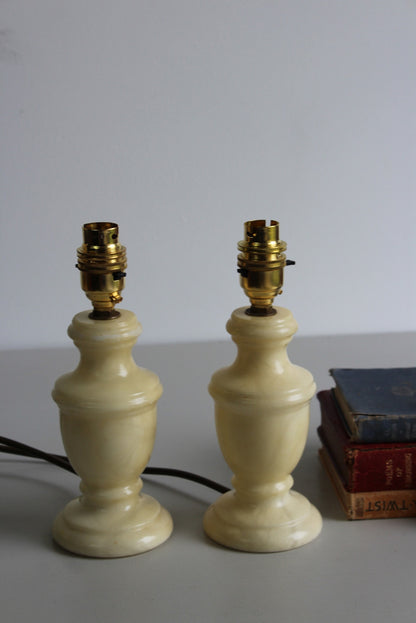 Pair Alabaster Table Lamps - Kernow Furniture