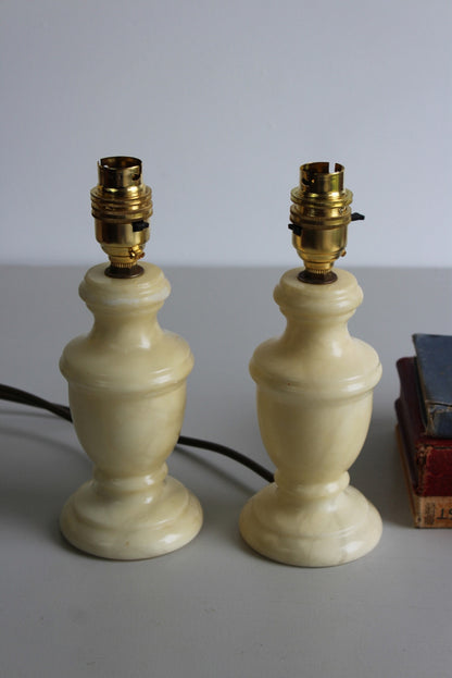 Pair Alabaster Table Lamps - Kernow Furniture