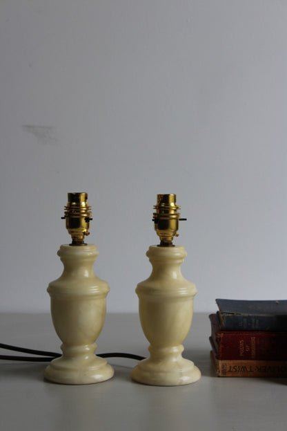 Pair Alabaster Table Lamps - Kernow Furniture