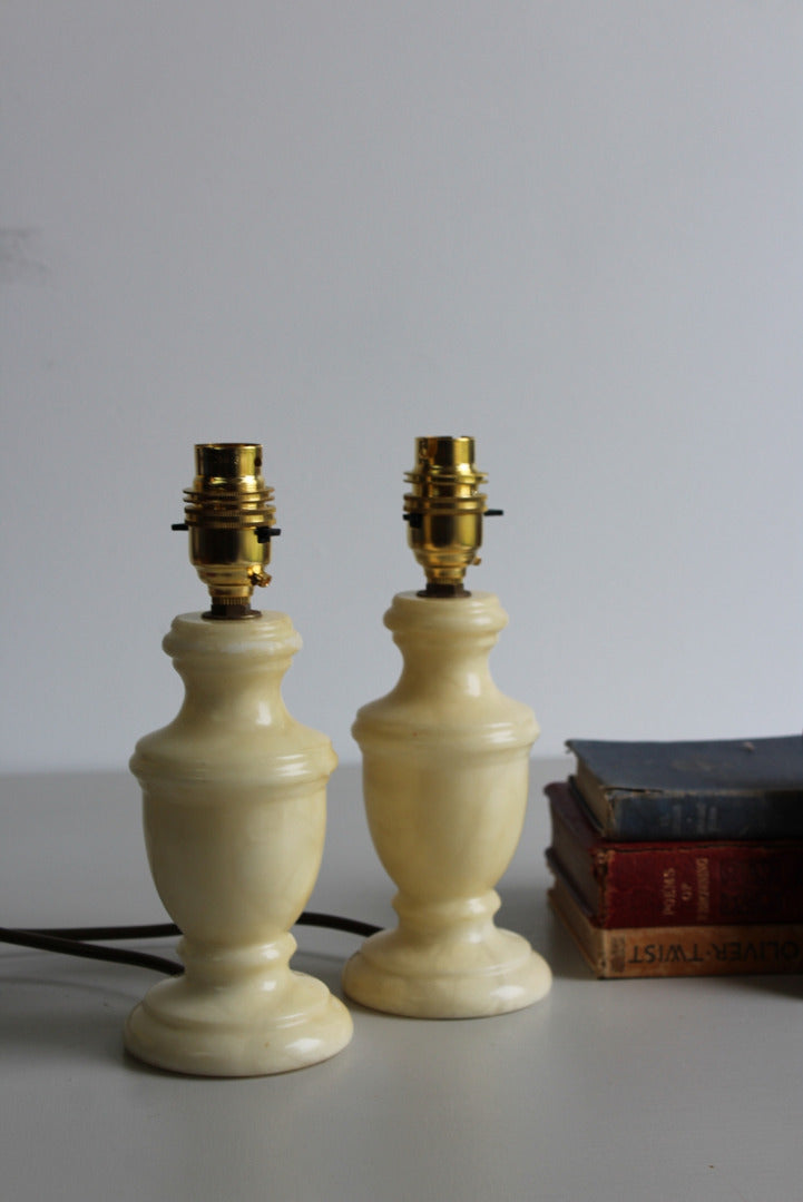 Pair Alabaster Table Lamps - Kernow Furniture