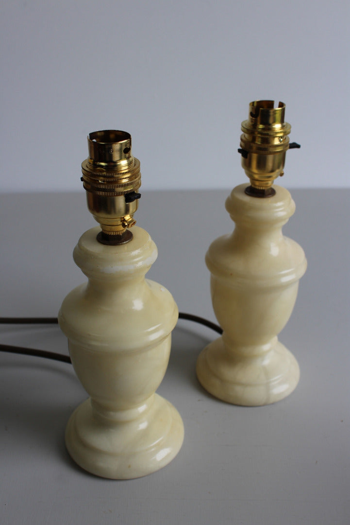 Pair Alabaster Table Lamps - Kernow Furniture