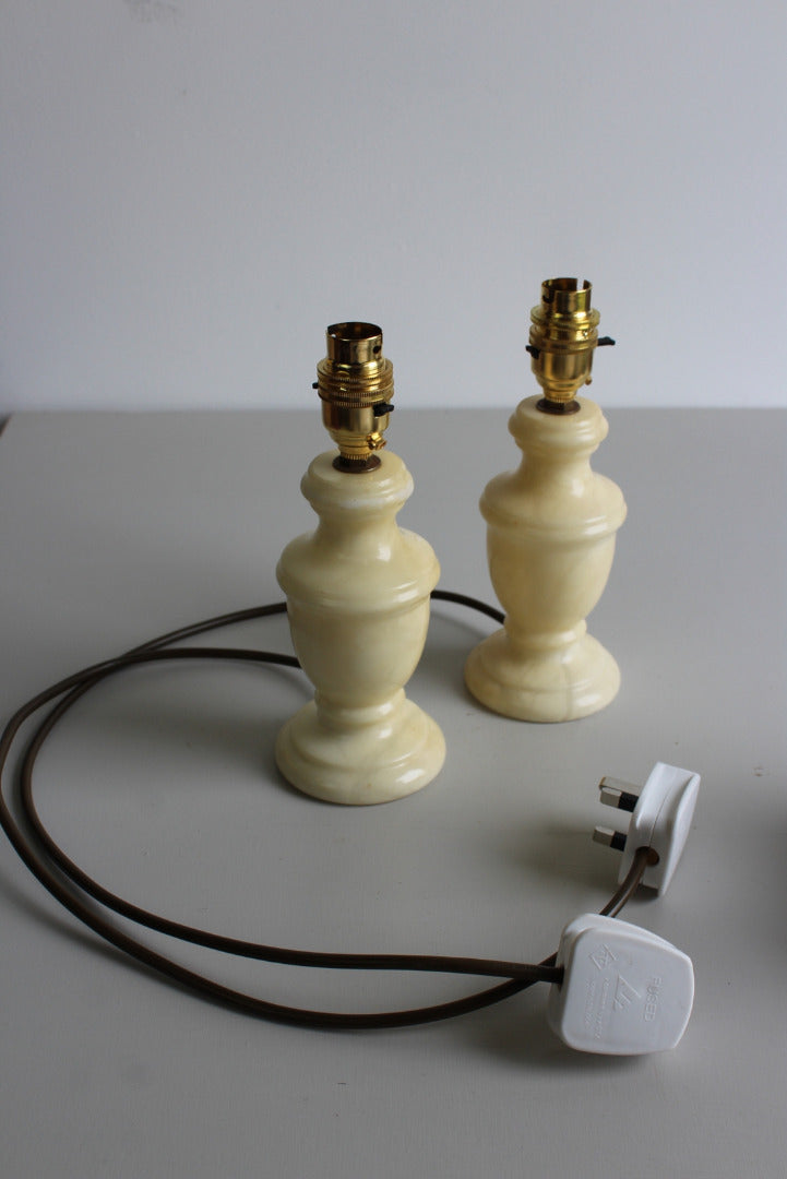 Pair Alabaster Table Lamps - Kernow Furniture