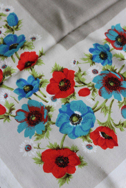 Vintage Rayon Floral Tablecloth - Kernow Furniture