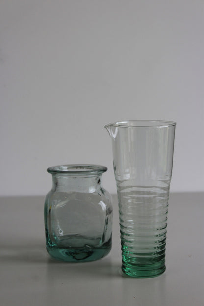 Vintage Green Glass Pot - Kernow Furniture