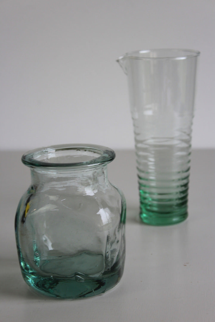 Vintage Green Glass Pot - Kernow Furniture