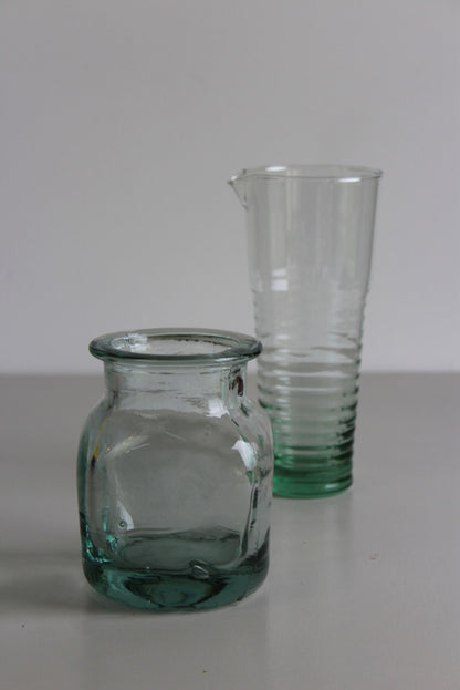 Vintage Green Glass Pot - Kernow Furniture