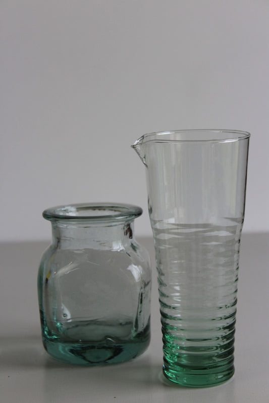 Vintage Green Glass Pot - Kernow Furniture