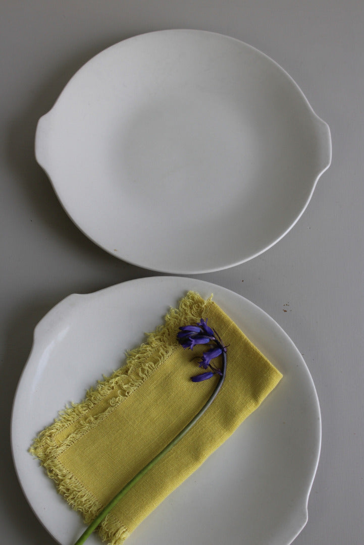 Pair Vintage White Serving Plates - Kernow Furniture