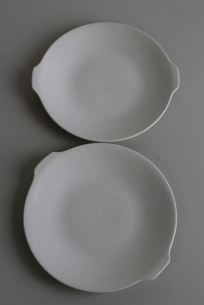 Pair Vintage White Serving Plates - Kernow Furniture