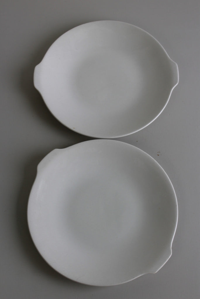 Pair Vintage White Serving Plates - Kernow Furniture