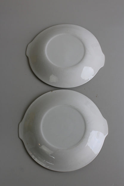 Pair Vintage White Serving Plates - Kernow Furniture