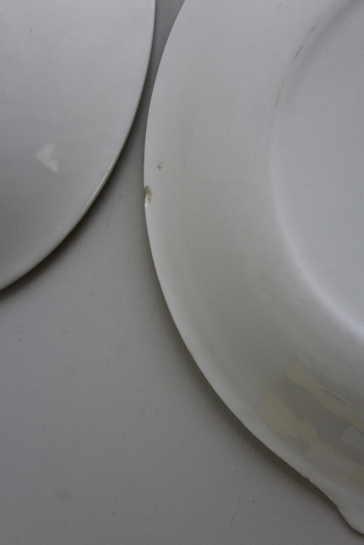 Pair Vintage White Serving Plates - Kernow Furniture