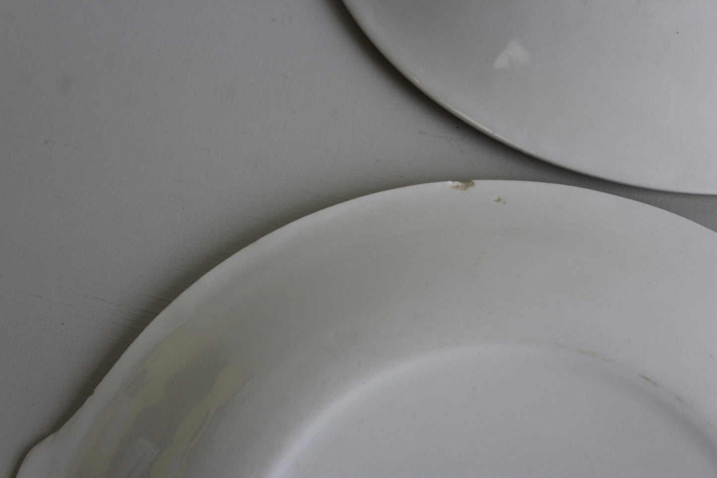 Pair Vintage White Serving Plates - Kernow Furniture