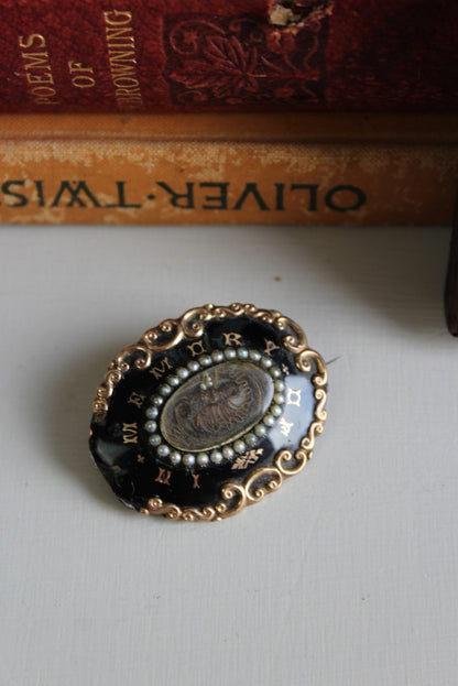 Antique Victorian Mourning Brooch - Kernow Furniture