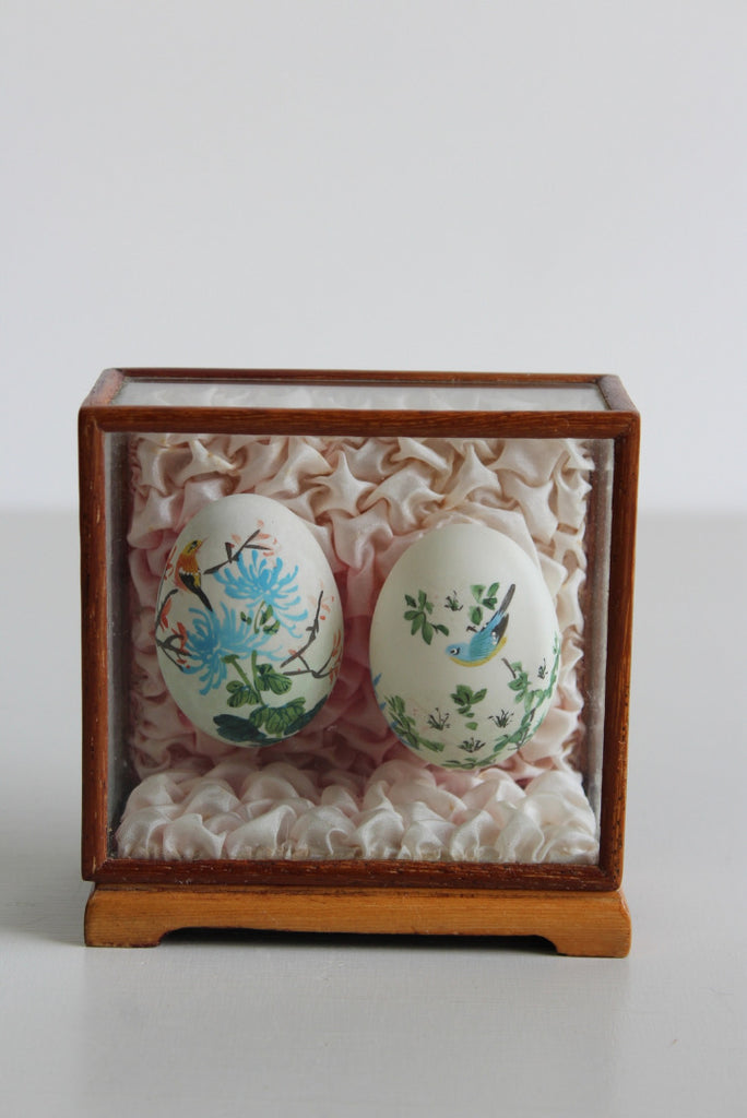 Pair Vintage Hand Painted Oriental Eggs - Kernow Furniture