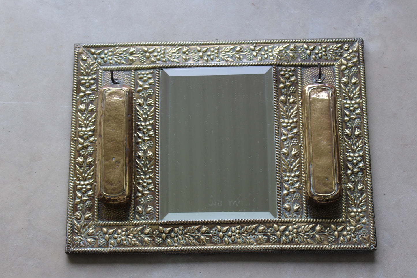 Vintage Pressed Brass Hall Mirror - Kernow Furniture