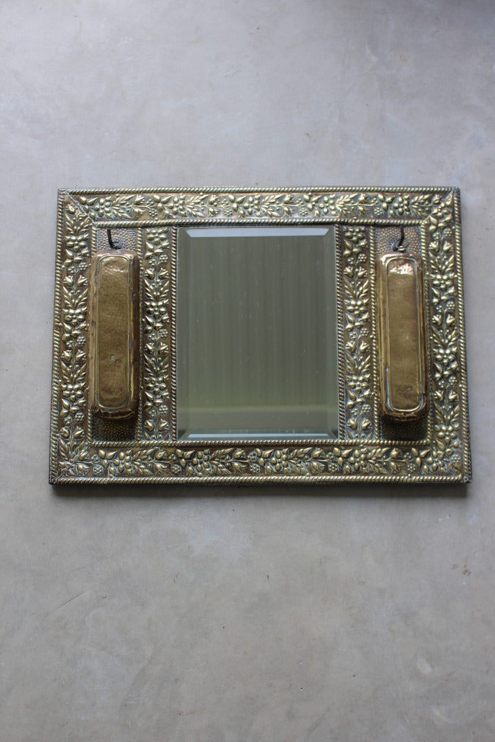 Vintage Pressed Brass Hall Mirror - Kernow Furniture