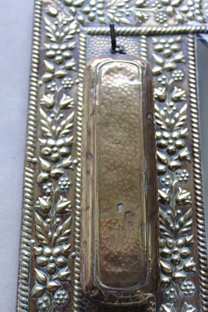 Vintage Pressed Brass Hall Mirror - Kernow Furniture