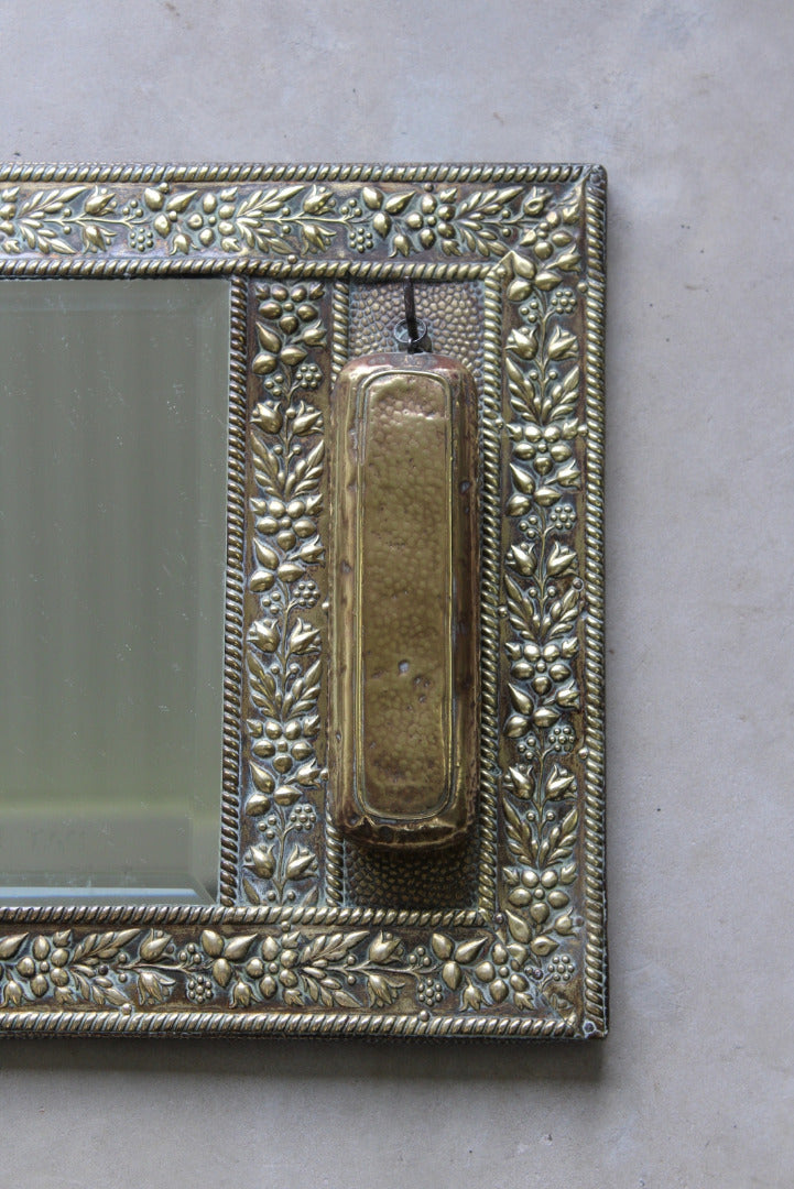 Vintage Pressed Brass Hall Mirror - Kernow Furniture