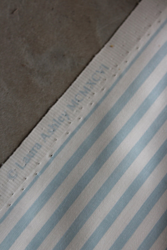 Vintage Laura Ashley Blue & White Stripe Fabric - Kernow Furniture