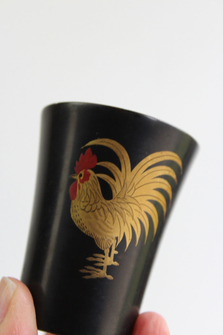 Pair Japanese Black Lacquer Cups - Kernow Furniture