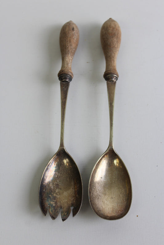 Pair EPNS Salad Servers - Kernow Furniture