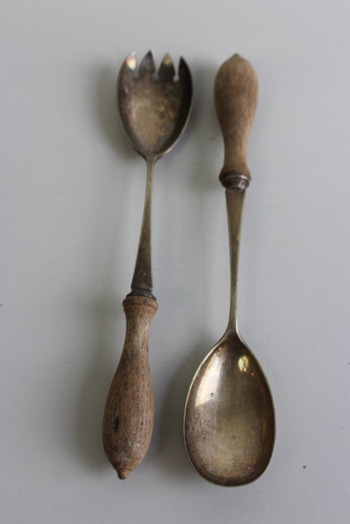 Pair EPNS Salad Servers - Kernow Furniture