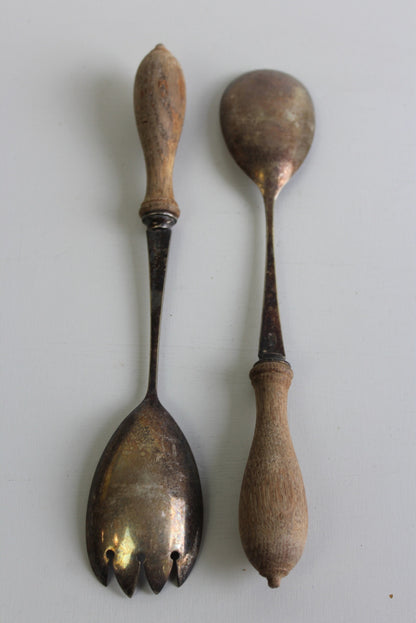 Pair EPNS Salad Servers - Kernow Furniture