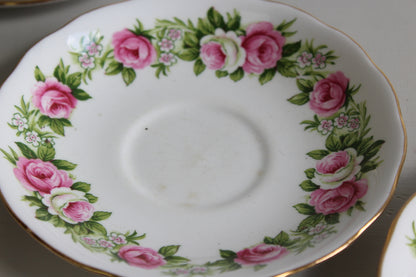 6 Colclough Rose Bone China Cups Saucers - Kernow Furniture