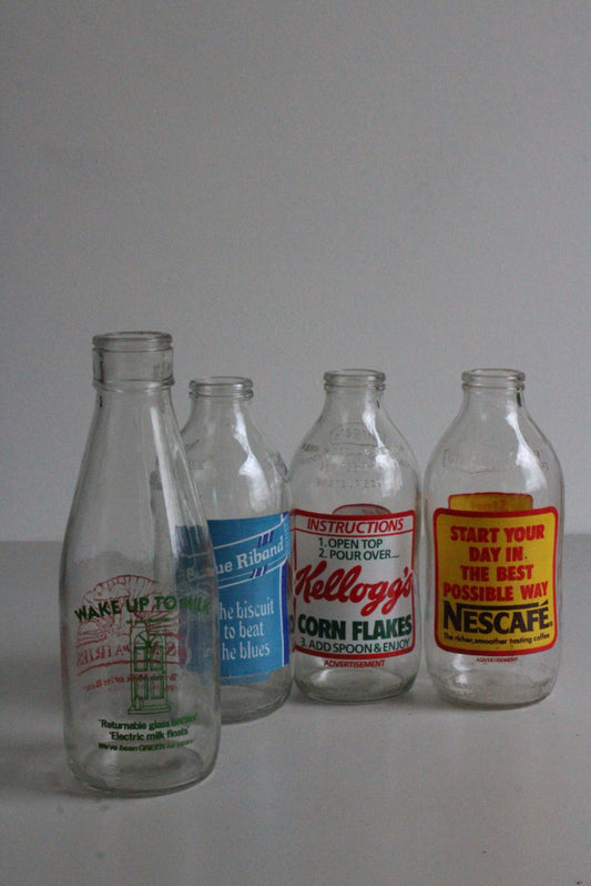 Vintage Glass Pint Milk Bottles - Kernow Furniture