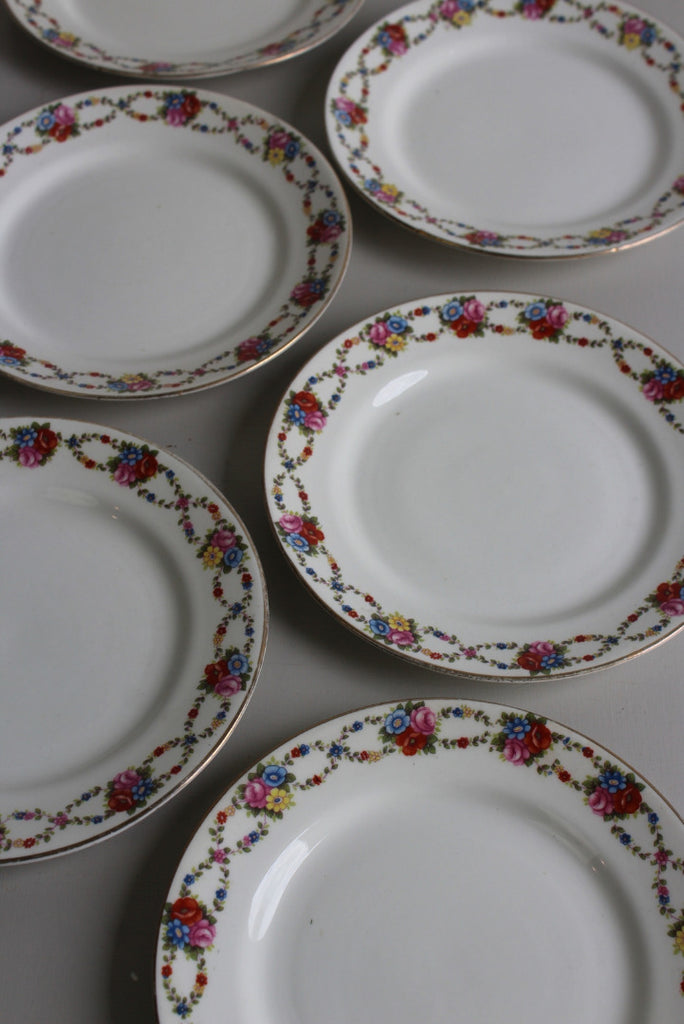 6 Vintage Pheonix Floral Tea Plates - Kernow Furniture