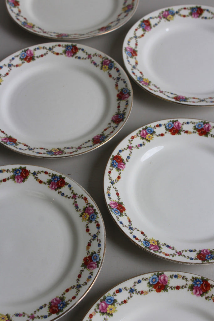 6 Vintage Pheonix Floral Tea Plates - Kernow Furniture