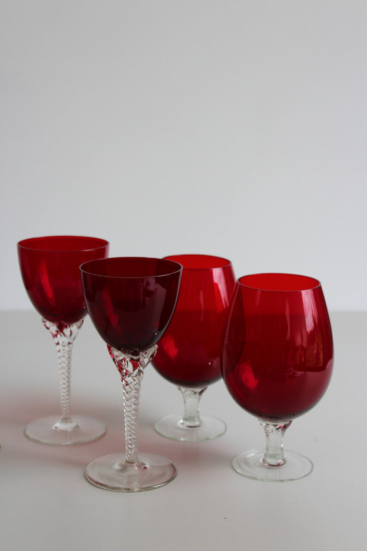 Vintage Retro Ruby Red Glasses - Kernow Furniture