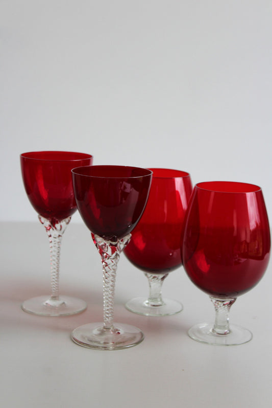 Vintage Retro Ruby Red Glasses - Kernow Furniture