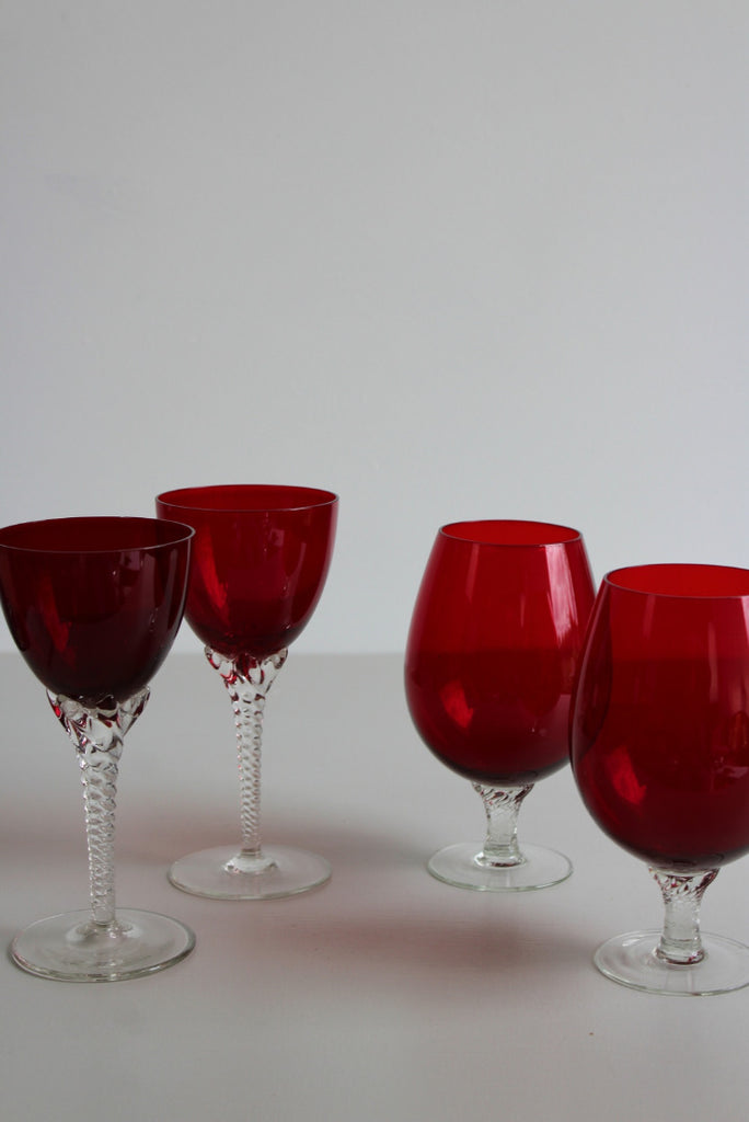 Vintage Retro Ruby Red Glasses - Kernow Furniture