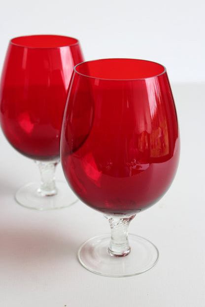 Vintage Retro Ruby Red Glasses - Kernow Furniture