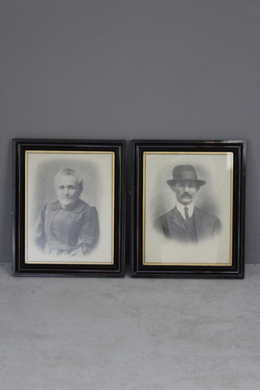 Pair Antique Early 20th Century Portraits - Kernow Furniture