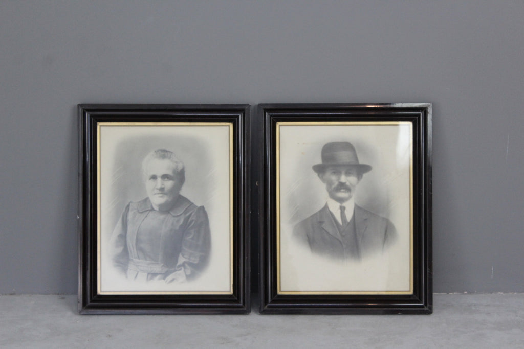 Pair Antique Early 20th Century Portraits - Kernow Furniture