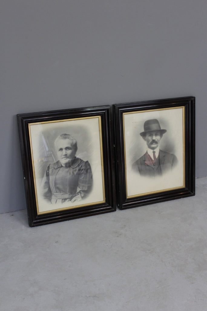 Pair Antique Early 20th Century Portraits - Kernow Furniture