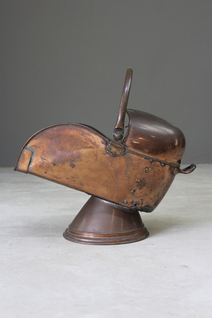 Large Copper Coal Helmet Scuttle - Kernow Furniture