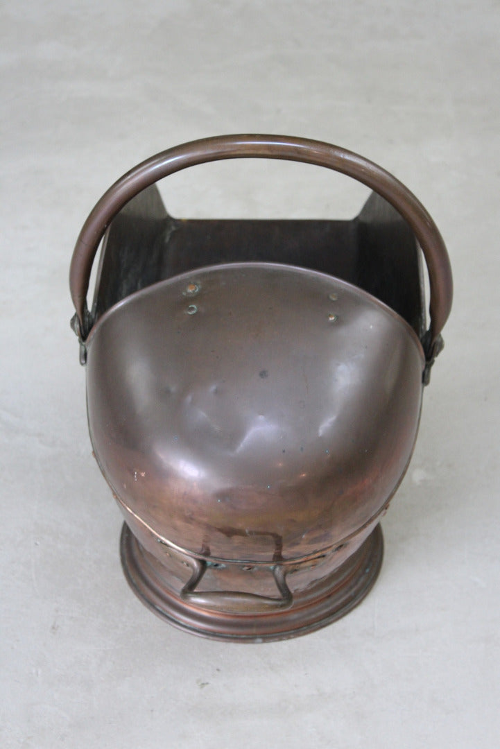 Large Copper Coal Helmet Scuttle - Kernow Furniture