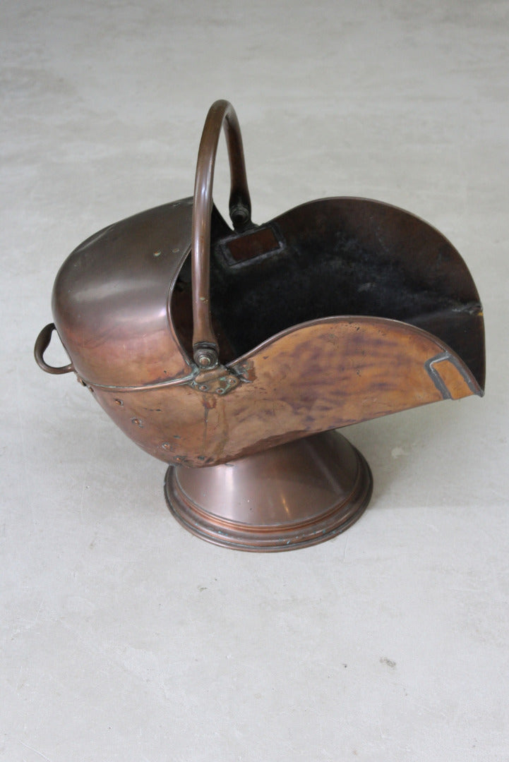 Large Copper Coal Helmet Scuttle - Kernow Furniture