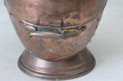 Large Copper Coal Helmet Scuttle - Kernow Furniture