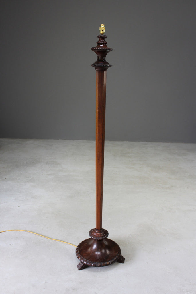 Antique Mahogany Turned Standard Lamp - Kernow Furniture