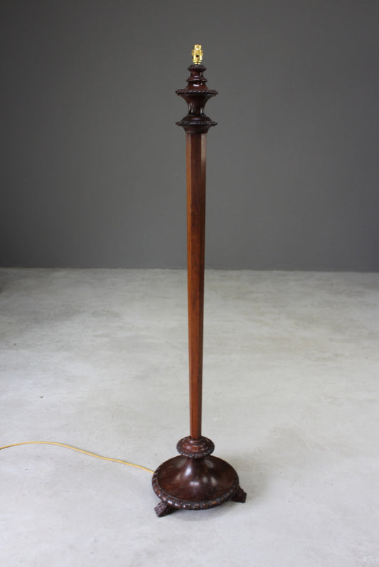 Antique Mahogany Turned Standard Lamp - Kernow Furniture